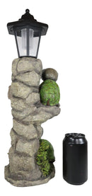 Ebros Rock Climbing Baby Tortoise Turtles With Greeting Sign & Solar LED Light Statue