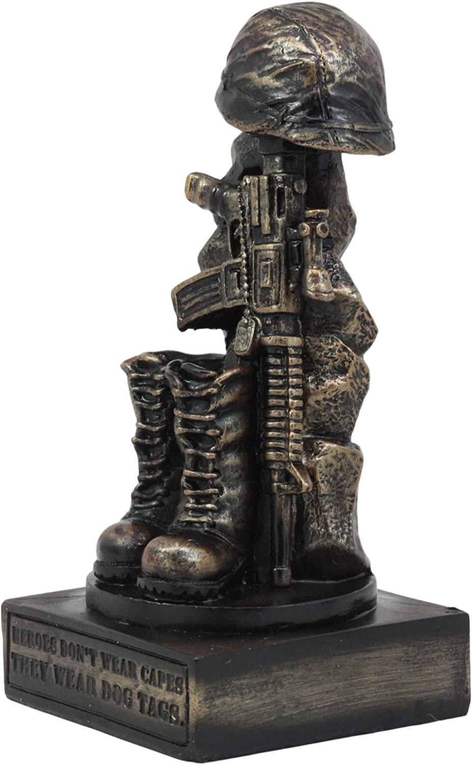Honoring the Fallen Military Soldier's Boots Helmet & Rifle Statue 8 Inch - Ebros Gift