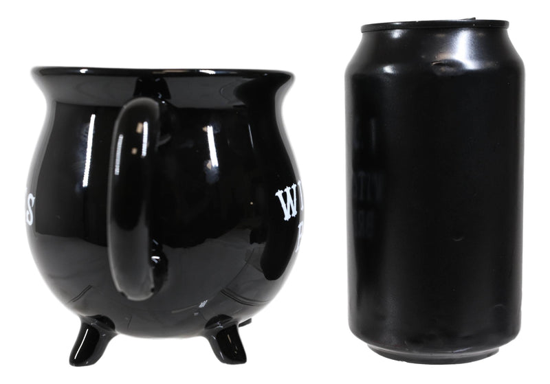 Ebros Wicca Sacred Crescent Moon Witches Brew Black Cauldron Coffee Tea Mug Cup 14oz