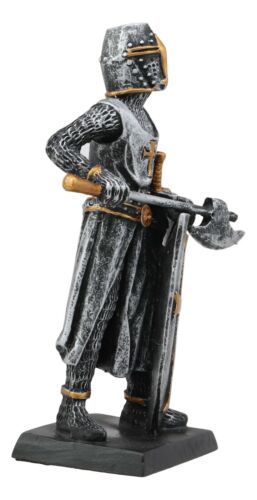 Ebros Medieval Knight Crusader Axeman Dollhouse Miniature Figurine 4" H Suit of Armor