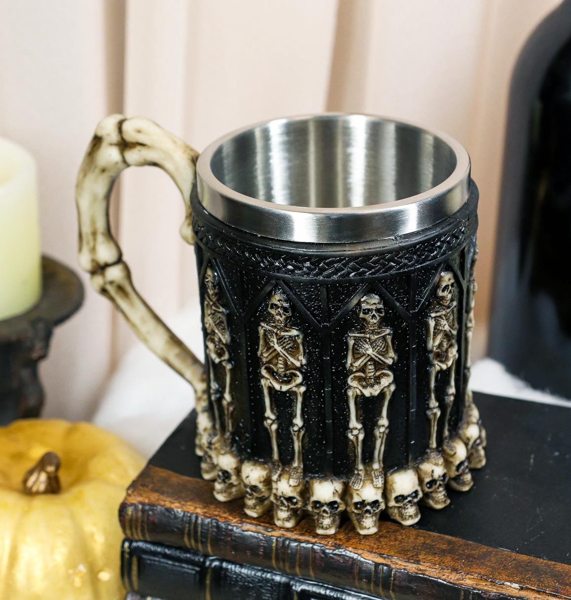 Ebros Gift Skeleton Ossuary Graveyard Labyrinth Death Tankard Coffee Beer Mug Cup