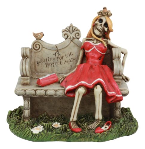 Gothic Day Of The Dead Skeleton Lady Waiting For The Perfect Man Statue 5"Long