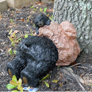 Ebros Large Whimsical Rustic Forest Black Bear Butt Stuck In Rock Hole With Cub Statue