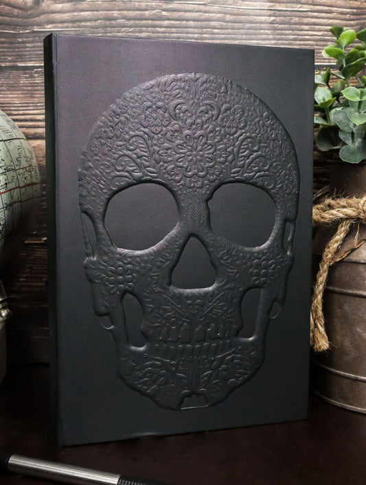 Necromancy Gothic Tooled Floral Sugar Skull Blank Page Hardcover Journal Book