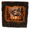 Rustic Pine Forest Elk Moose Faux Carved Wood Bark Night Light Lamp Sculpture
