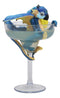 Fantasy Blue Scarlet Macaw Parrot Dragon Perching On Margarita Glass Statue Art
