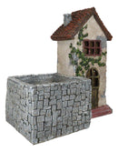 Fairy Garden LED Light Mediterranean Floral Planter Mini House With Grey Stones