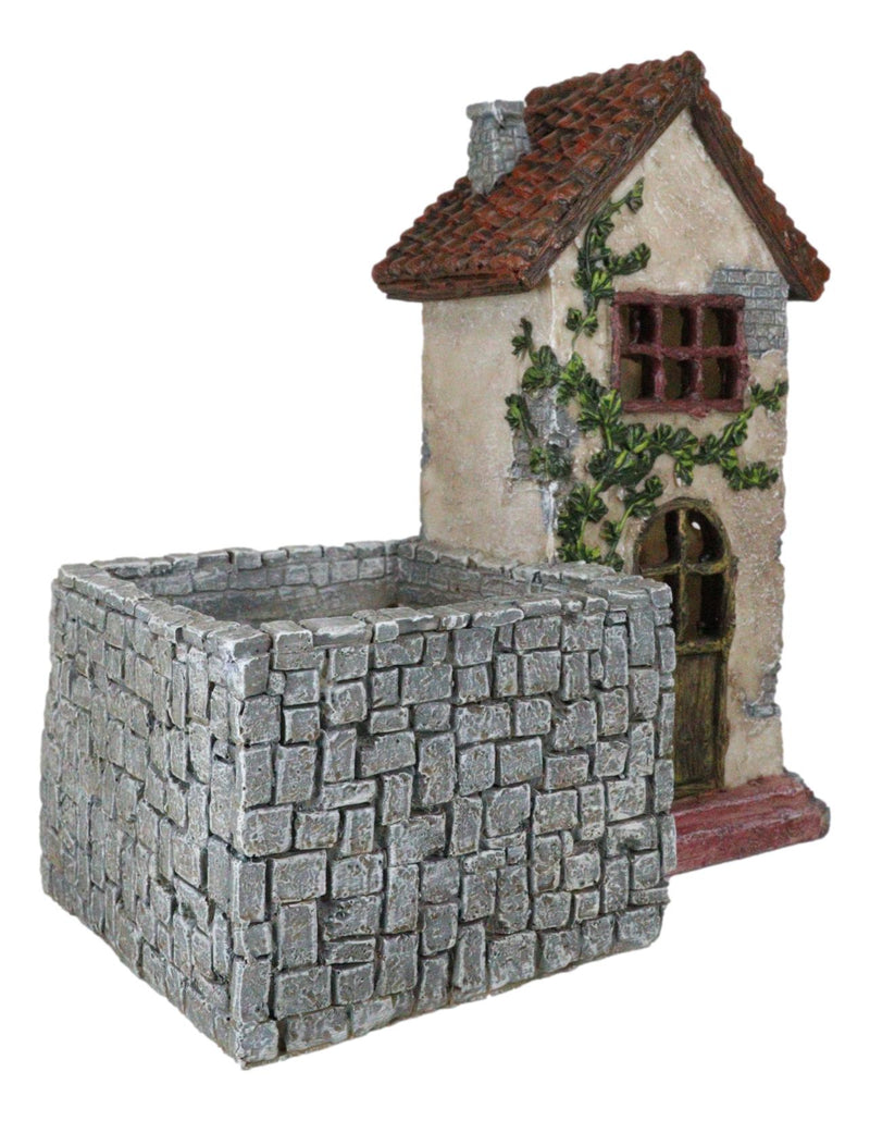 Fairy Garden LED Light Mediterranean Floral Planter Mini House With Grey Stones