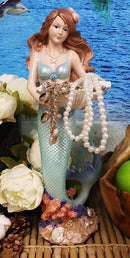 Ebros 17" Tall Mermaid with Giant Oyster Shell Dish Votive Candle Holder Statue - Ebros Gift