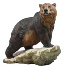 Ebros North American Brown Grizzly Bear Climbing On Rock Statue 9.5" Tall Wildlife Forest Rustic Cabin Decor Brown Bear Animal Figurine