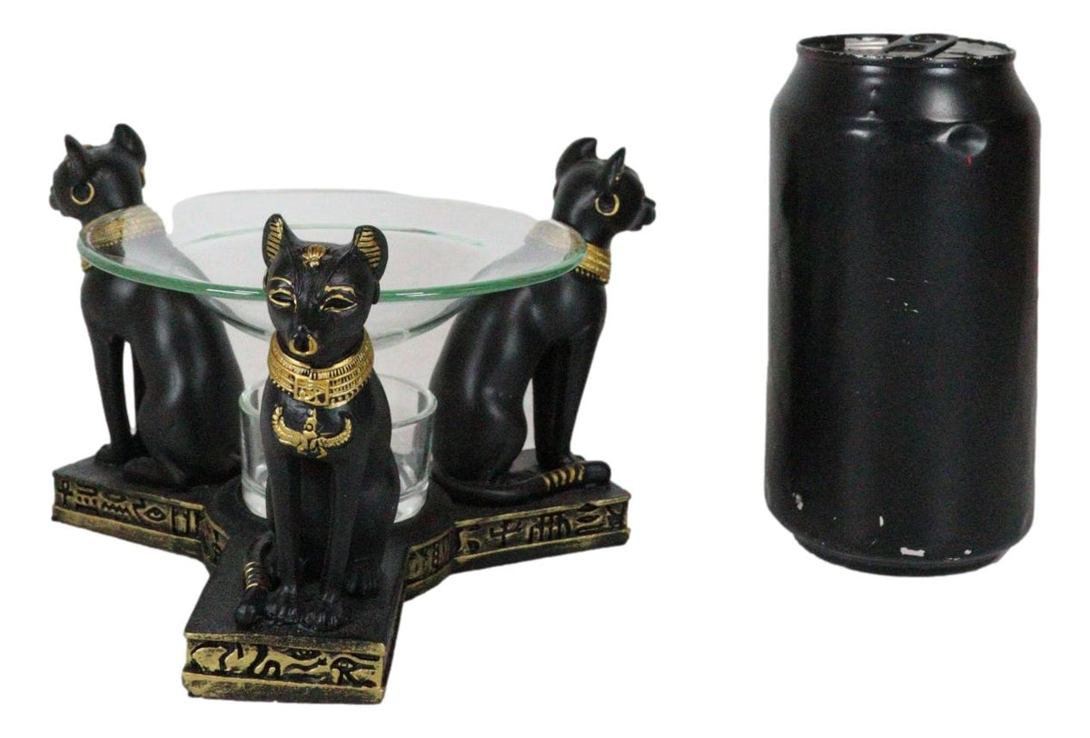 Egyptian Goddess Bastet Bast Cat Trio Candle Heat Oil Tart Scent Burner Decor