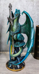 Ebros Ram Skull Blade Ruth Thompson Green Dragon Statue with Dragon Letter Opener Blade 10" Tall Dragon Blade Series Collection Mythical Fantasy Decor Sculpture