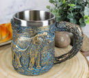 Ebros Safari Elephant& Calf Family Coffee Mug Textured Rustic Tree Bark Design