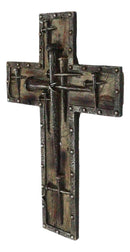 Rustic Western Spike Nails Layered Wall Cross With Nailhead Borders Crucifix Art