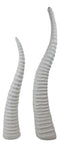 Set of 2 Rustic White African Gazelle Antelope Horns Decorative Vegan Sculptures