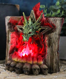 Pentagram Star Green Dragon of Bibliography On Spell Book With LED Fire Breath