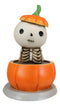 Lucky The Skeleton Jack O Lantern Bathing in Chocolate Soup Pumpkin Figurine