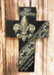 Ebros Rustic Fleur De Lis with Tuscan Scroll Art May God Bless Our Home Wall Cross 10" Tall