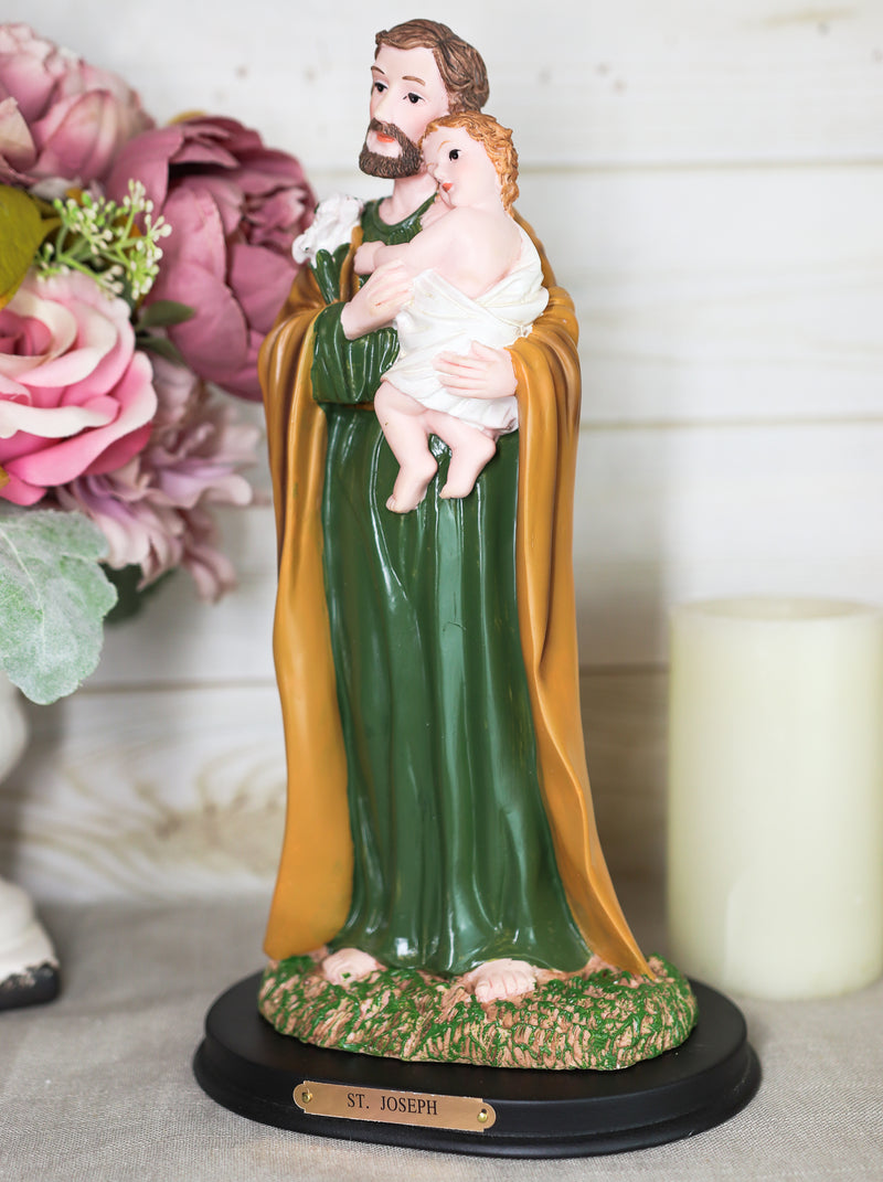 Ebros Catholic Divinity Saint Joseph Carrying Baby Jesus Figurine 12" Tall Sculpture