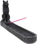 Ebros Stoic Sitting Alpha Wolf Incense Burner Holder 9.5" Long Home Decor