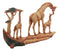 Wildlife Safari Giraffe Family In Savanna Scene Statue 12"L Faux Wood Resin