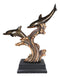 Ebros Nautical Marine 2 Dolphins Surfing Ocean Waves Electroplated Bronze Resin Statue