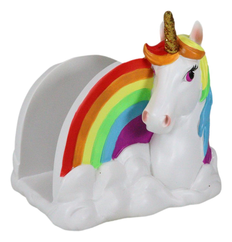Sacred Pride Golden Horn Rainbow Unicorn On Clouds Paper Napkin Holder Figurine