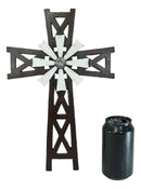 Ebros Western Rustic Country Farm Agricultural Windmill Outpost Wall Cross Decor Plaque