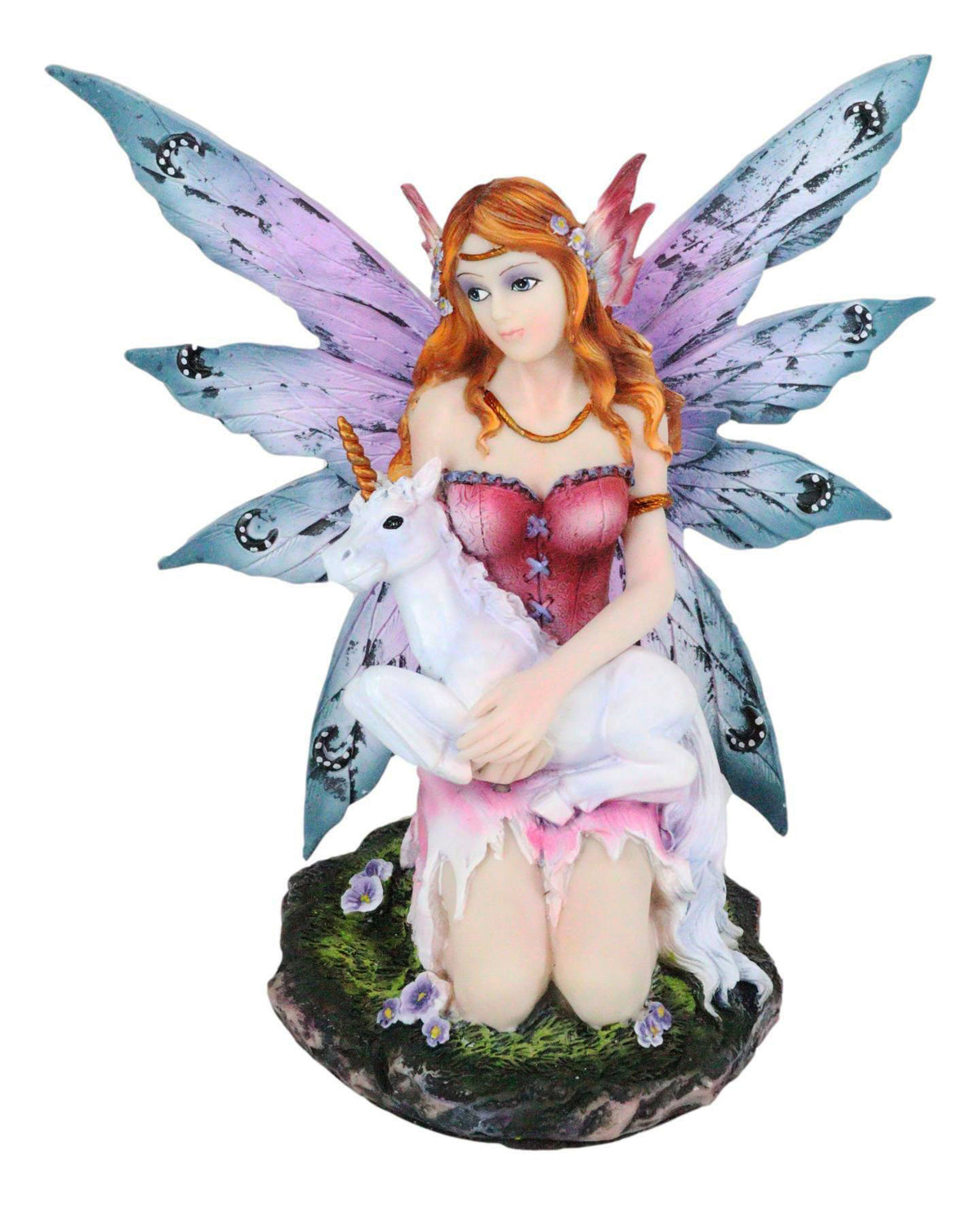 Ebros Enchanted Forest Lavender Fairy With Baby Unicorn Figurine Myths Legends Accent
