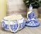 Ebros Gift Bhumisparsha Mudra Buddha Amitabha Meditating Terracotta Blue and White Round Jewelry Box Figurine 5.25" Diameter Buddhist Eastern Enlightenment Trinket Box Accessory Feng Shui Decor