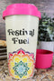Festival Fuel Mandala Bamboo Fiber Reusable Travel Mug Cup W/ Lid And Sleeve