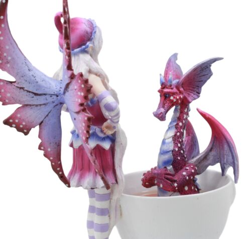 Amy Brown Angry Fairy With Purple Dragon Pet Tea Cup Statue Wake Up Dragon Fairy