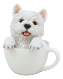 Realistic White Westie Dog in Teacup Statue 6"H Pet Pal West Highland Terrier