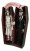 Love Never Dies Skeleton Wedding Couple Holding Hands Inside Coffins Figurine