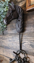 Cast Iron Rustic Western Country Horse Head Coat Keys Hat Wall Hanging Hook