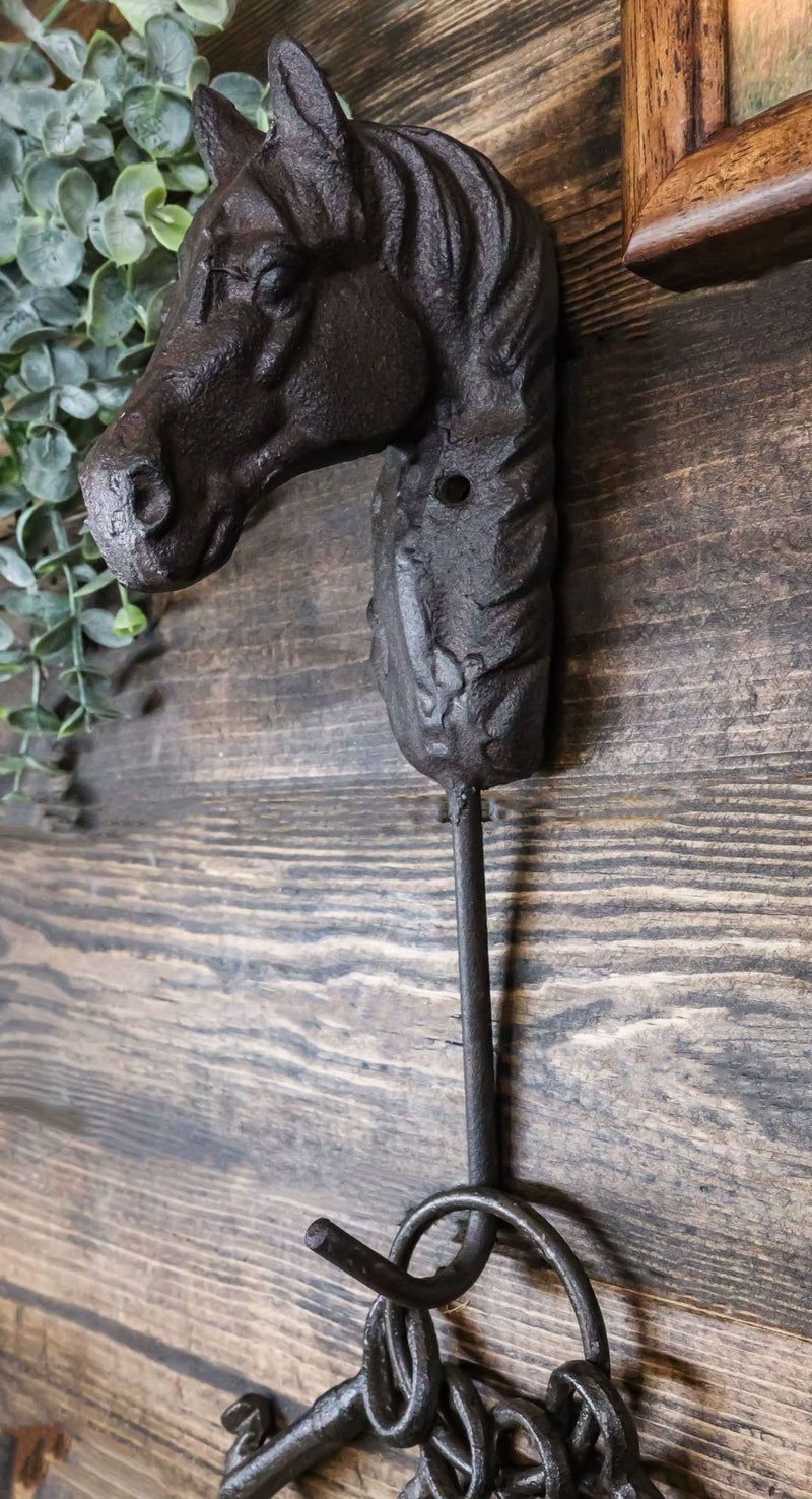 Cast Iron Rustic Western Country Horse Head Coat Keys Hat Wall Hanging Ebros Gift
