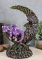 Ebros Purple Dream Dragon Nestling in Greenman Crescent Moon LED Figurine