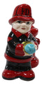 Ebros Fireman Fighter W/ Hose By Red Fire Hydrant Ceramic Salt & Pepper Shakers