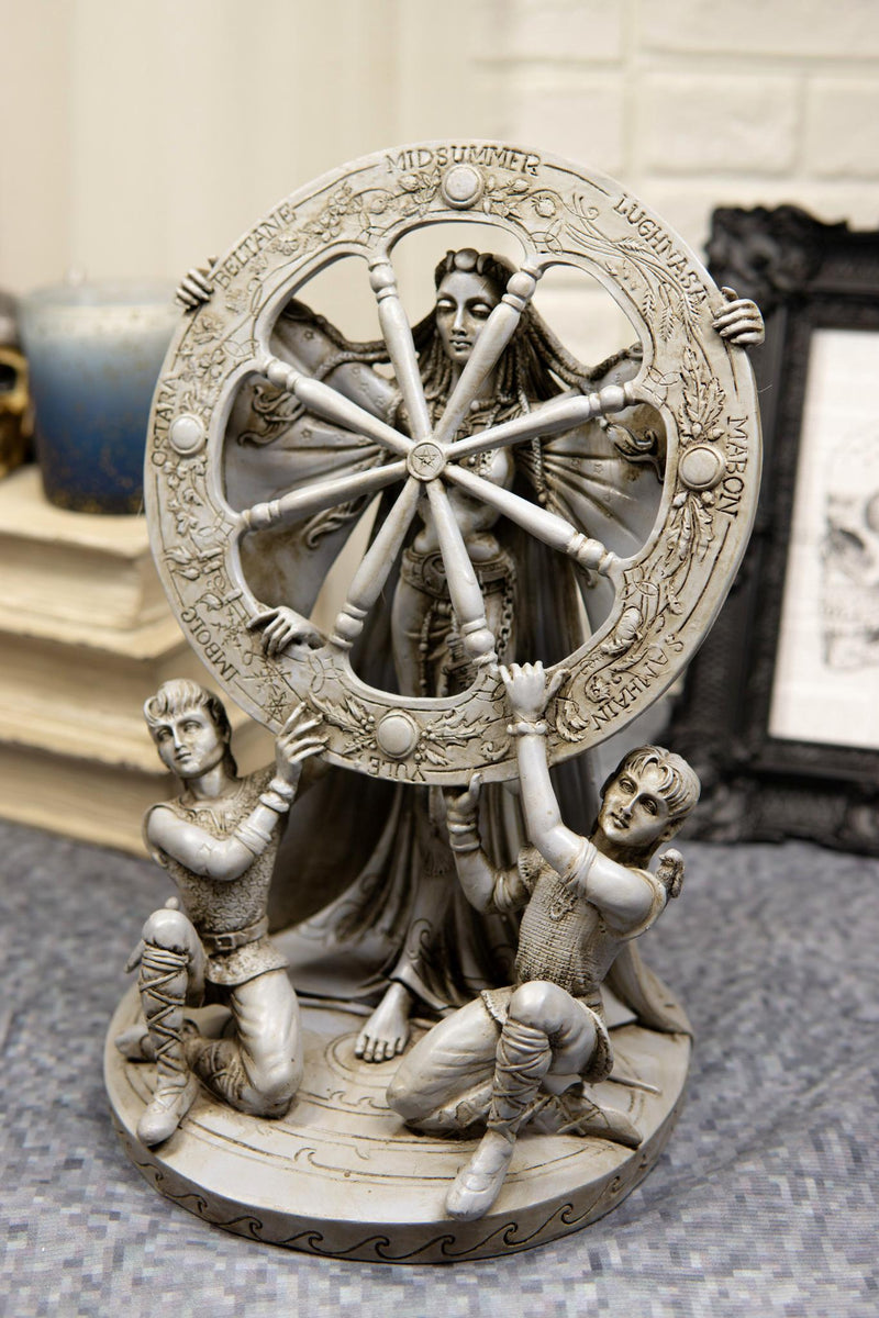 Ebros Celtic Moon Goddess Arianrhod Statue 11"H Cosmic Wheel Of The Year & Fate