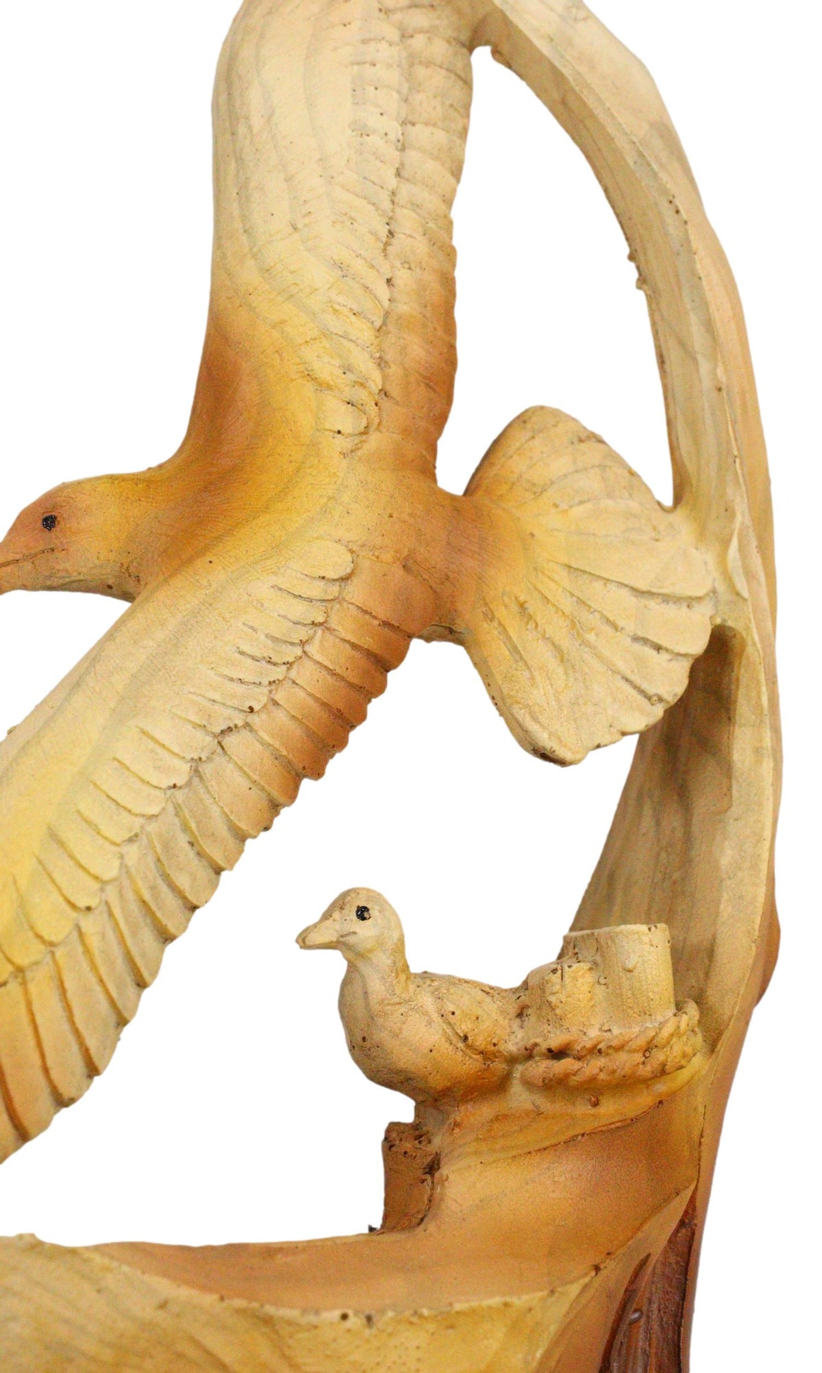 Lifelike Patriotic American Bald Eagle with Eaglets in Nest Faux Wood Figurine