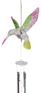 Acrylic Colorful Flying Hummingbird Wind Chime 16" Tall with Aluminum Rods