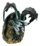 Legendary Horned Dark Green Scaled Dragon At Rest Figurine Dungeons Dragons