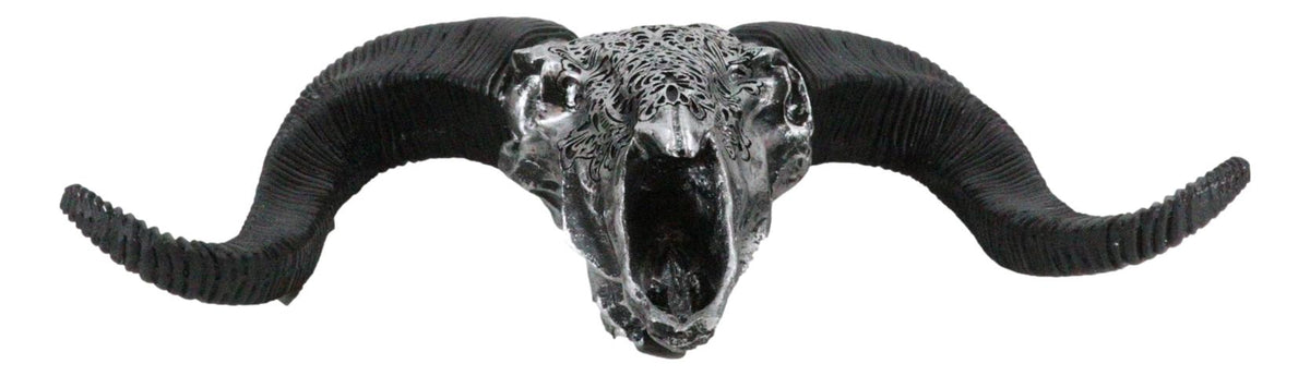 Silver Tribal Floral Vines Tooled Filigree Corsican Ram Cow Skull Wall Decor