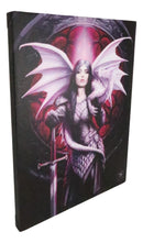 Ebros Anne Stokes Valour Knight Queen Dragon Wood Framed Picture Canvas Wall Decor
