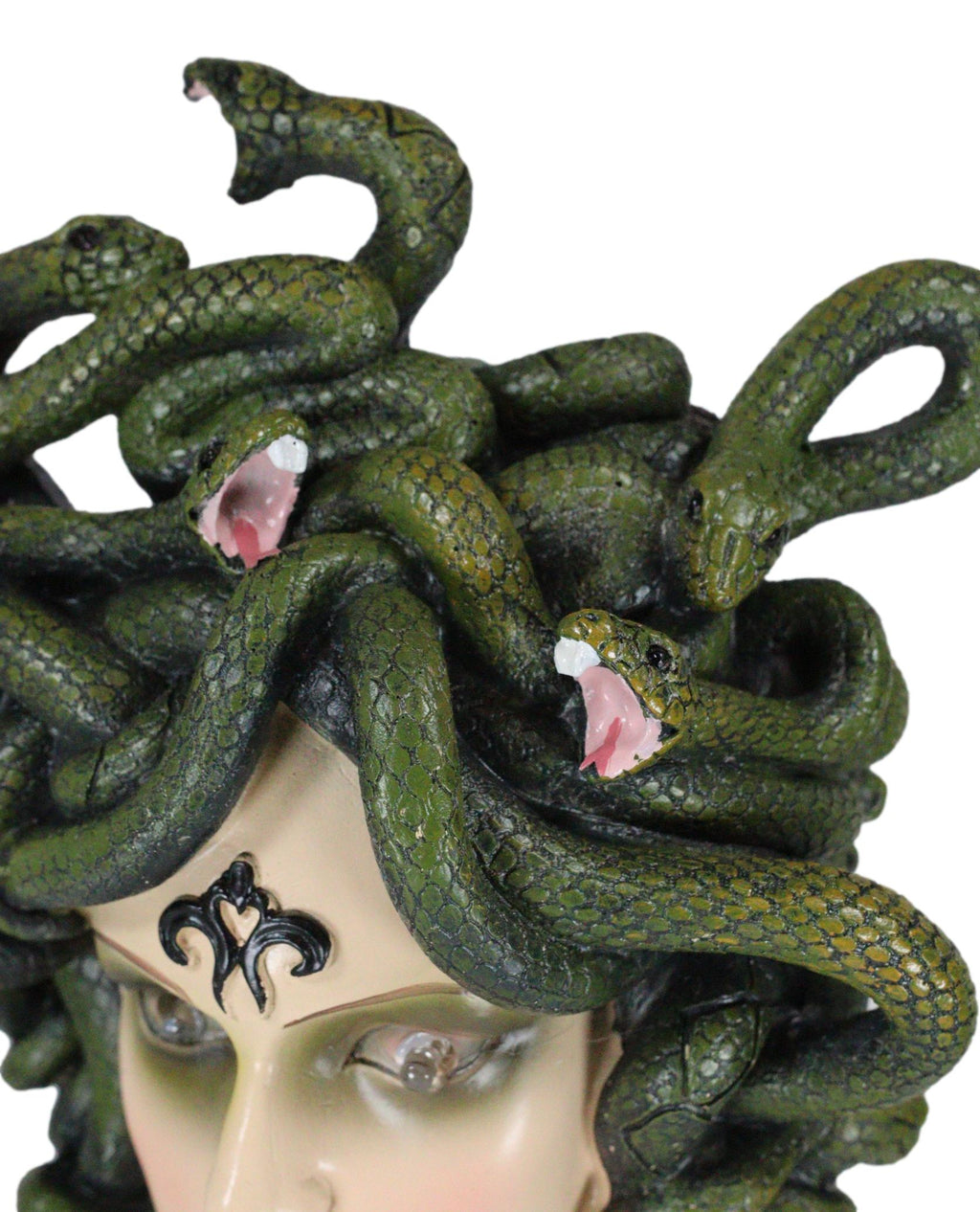 Ebros Gift Greek Mythology Gorgon Sisters Goddess Medusa with Wild Snakes  Hair and Armored Scales Skin Bust Statue 10 Tall Temptation Seduction of
