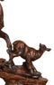 Rustic Country Bighorn Sheep Ram With Lambs On Rock Faux Mahogany Wood Figurine