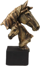 Ebros Gift 6" Tall Western Horse and Foal Head Bust Figurine with Black Pedestal