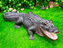 Grand Scale Realistic Nile Crocodile Baring Razor Sharp Teeth Garden Statue 30"L