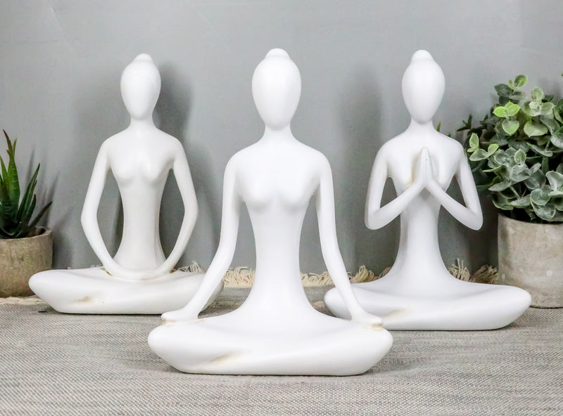 Set of 3 Zen Calming Meditation Women Yoga Mudra Poses Abstract Figurines