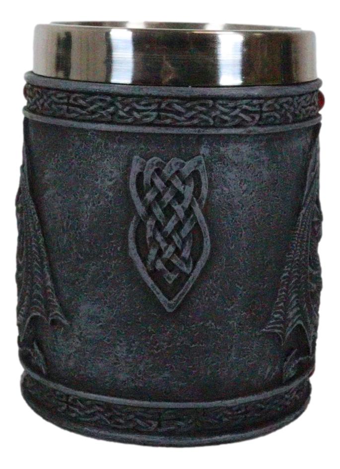 Celtic Knotwork Dragon Lair Serpentine Drake With Red Gems Coffee Drink Cup Mug